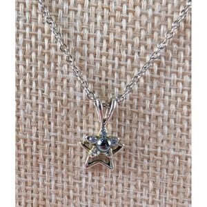 Silver-Tone Star Pendant Necklace with Hematite & Crystal Accents – Dainty...‎